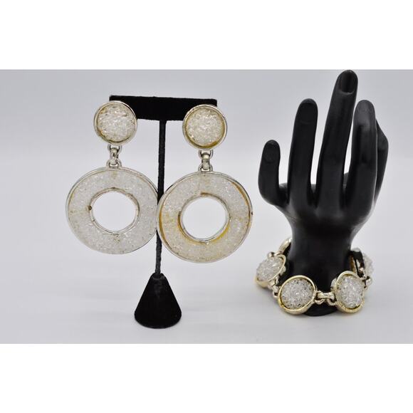 Edouard Rambaud Vintage Set Clip On Earrings Rock Candy Earrings Bracelet BinZ - Picture 10 of 12